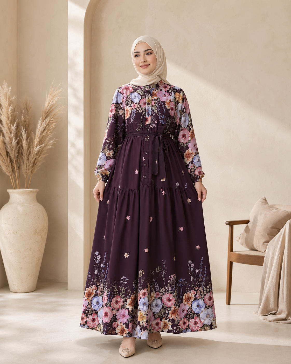 فستان جوري باذنجاني