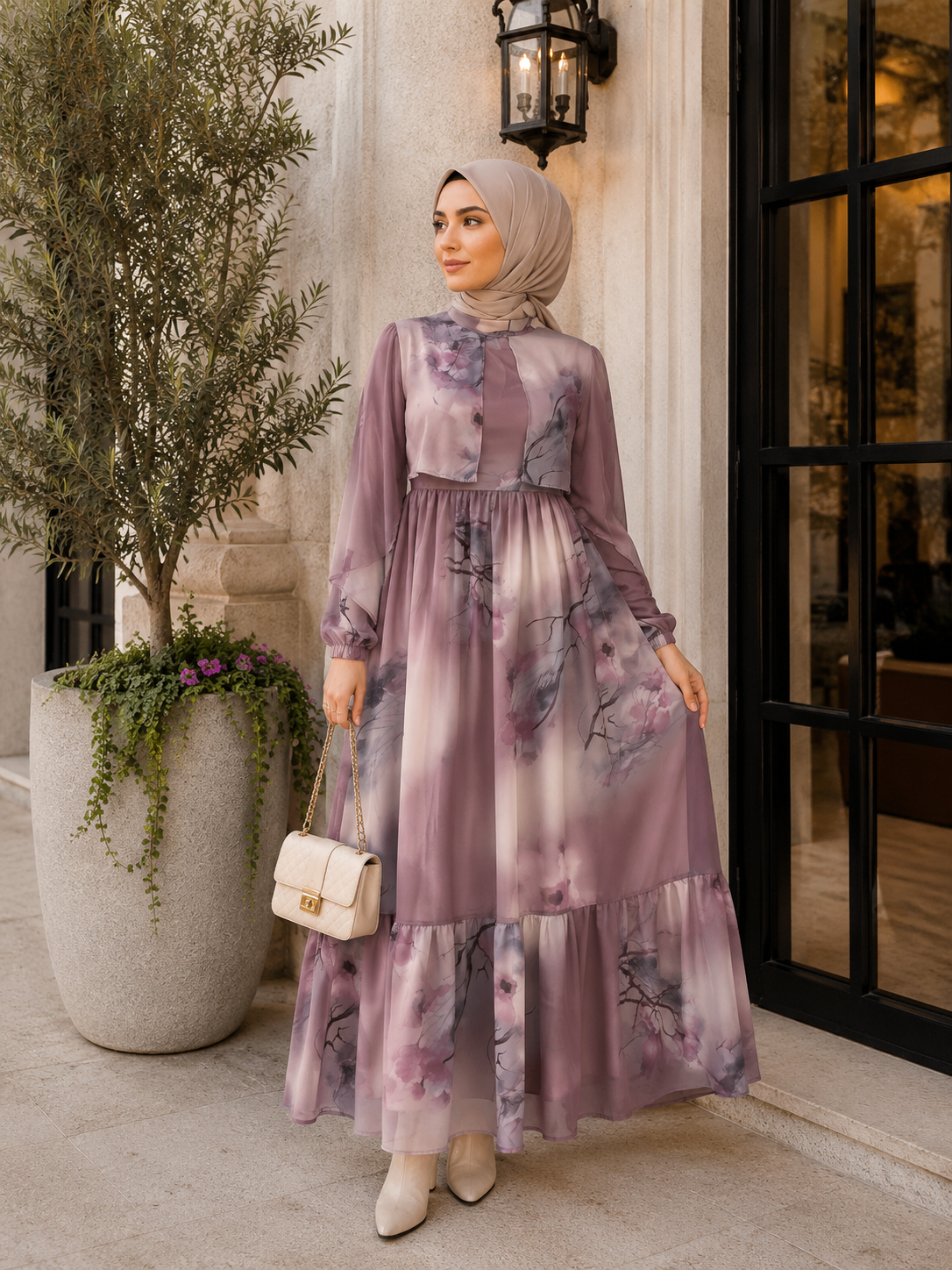 فستان فراشة ليلكي